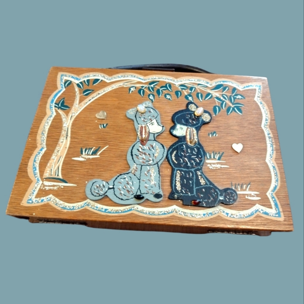 Vintage wooden poodle purse